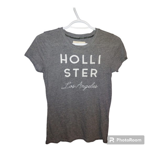 Hollister Los Angeles woman size small some stretch gray white letters - Picture 1 of 3